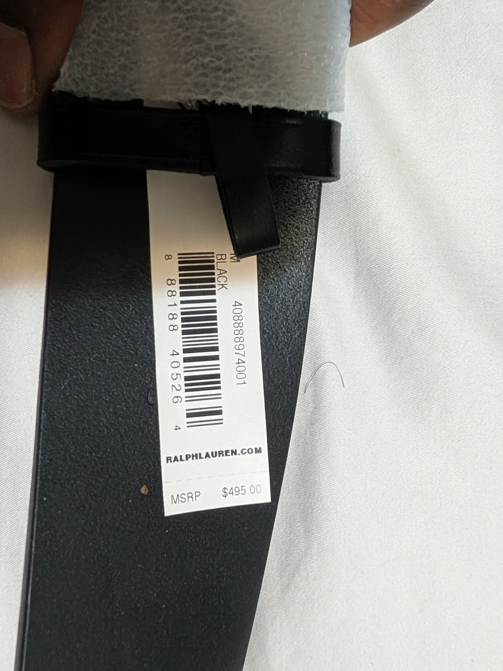 Ralph Lauren Black Leather Men's Belt with Silver RL brand Buckle.